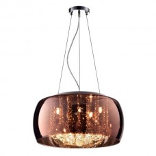 Lustre de Vidro e Cristal 5 Lâmpadas 40x32 cm Cobre LT-002